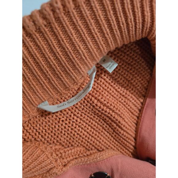 Soft Surroundings Women’s Rust Orange Knit Button Collar Sweater Medium - Picture 6 of 8